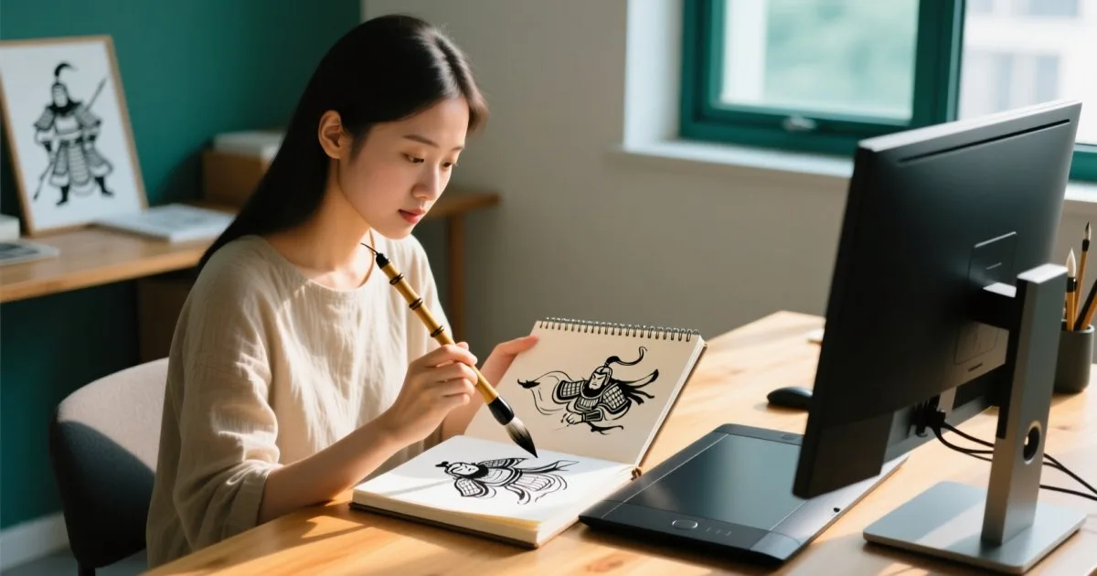 從三國角色數位插畫看視覺設計:傳統水墨如何結合 Photoshop 打造品牌魅力