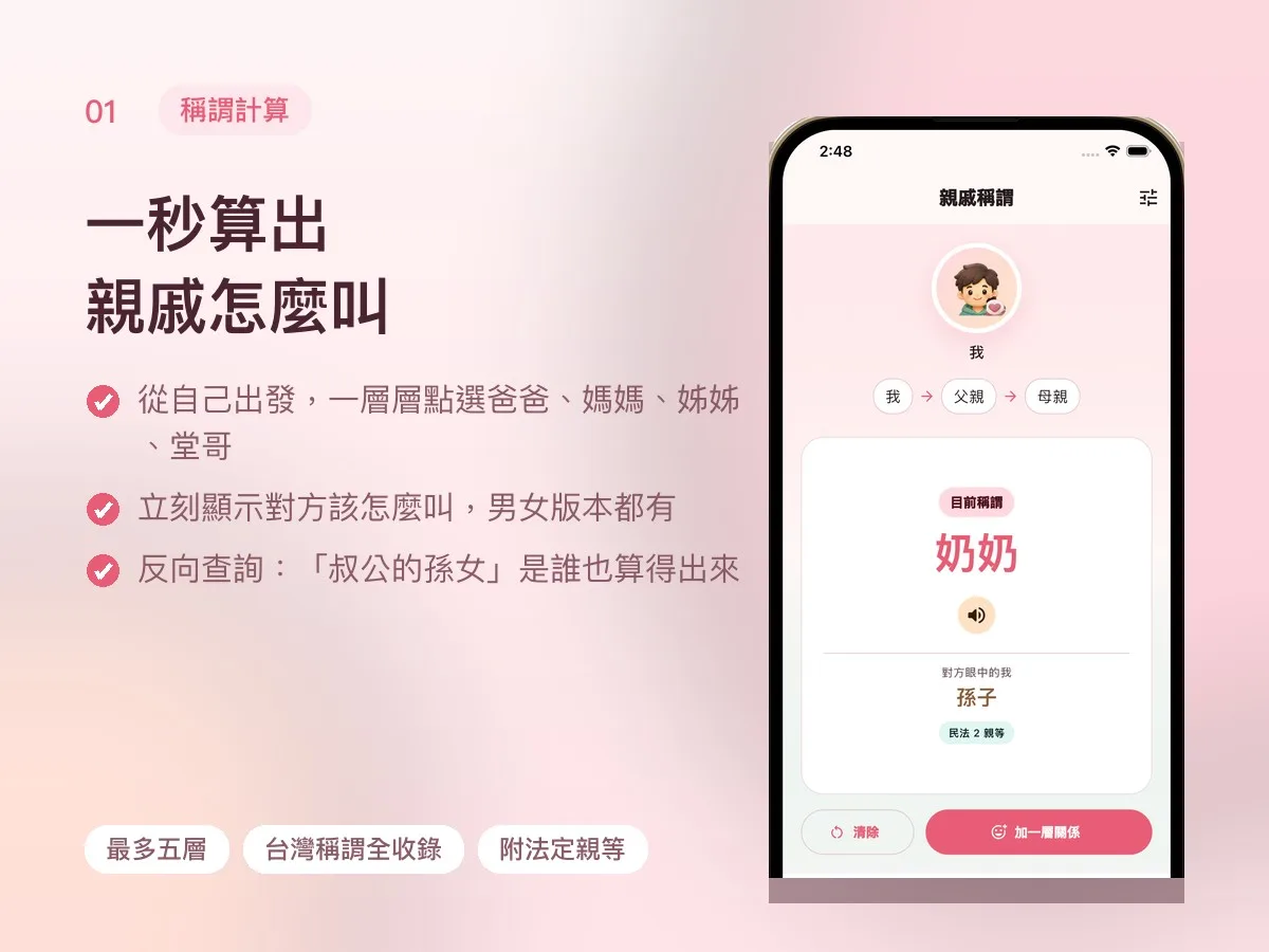 親戚稱謂 APP 畫面 1
