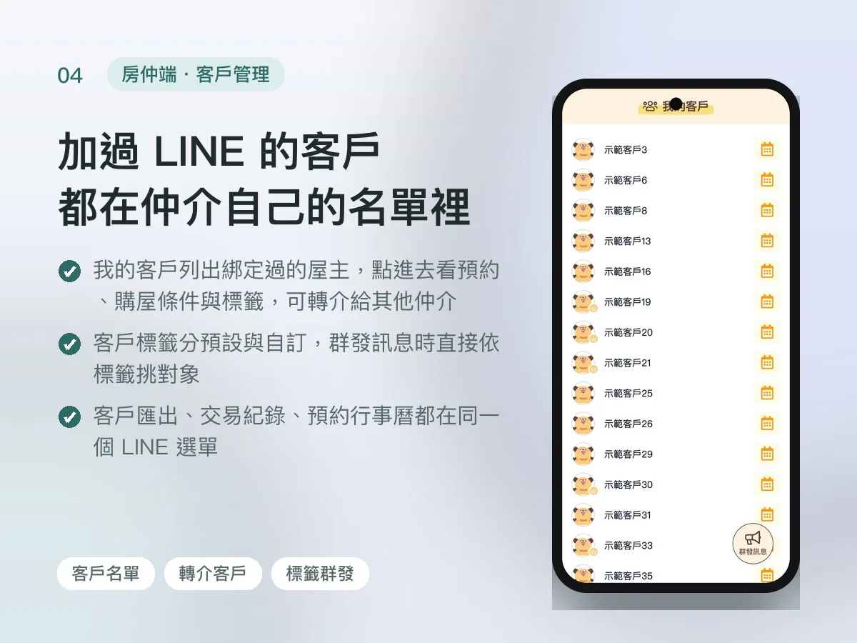狸樂聚 LINE 官方帳號工具（屋主端＋房仲端） 畫面 4