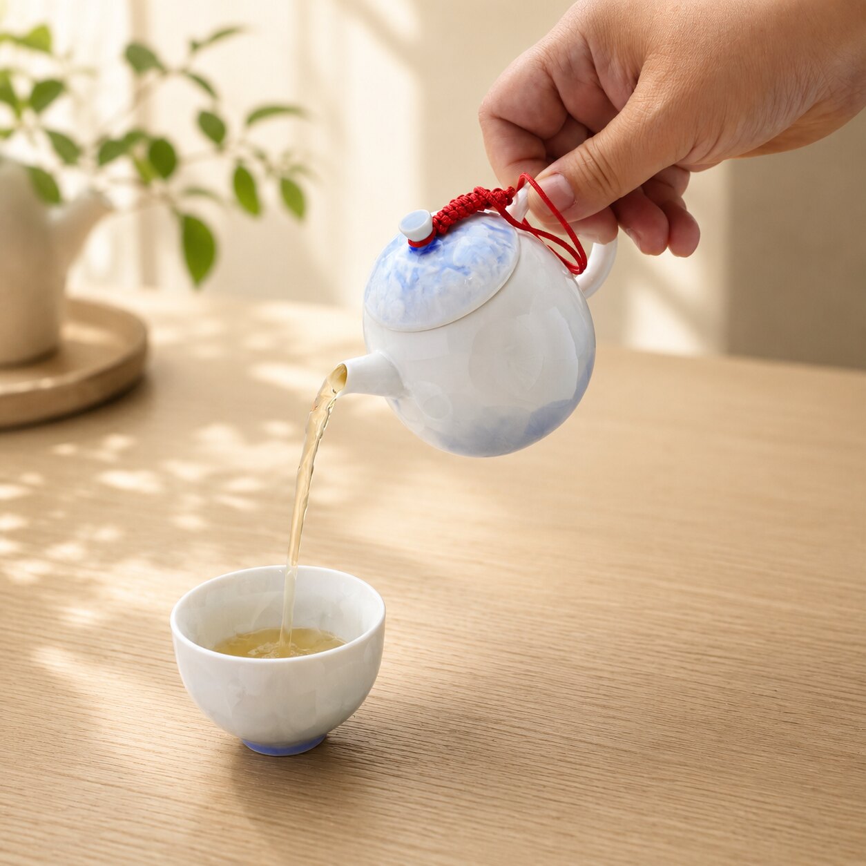 結晶釉茶壺｜窗光下的釉色 畫面 1